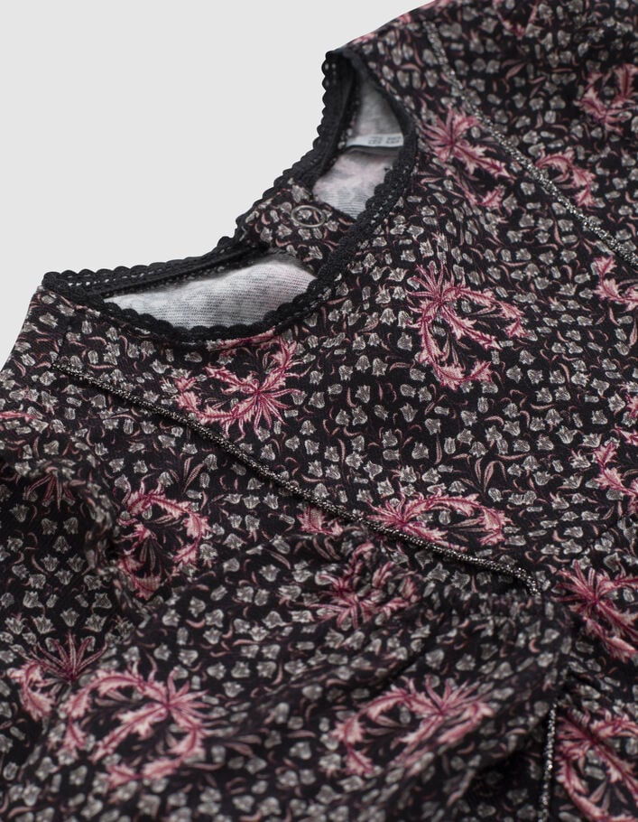 Schwarze Bluse mit Lilienprint für Babymädchen-2
