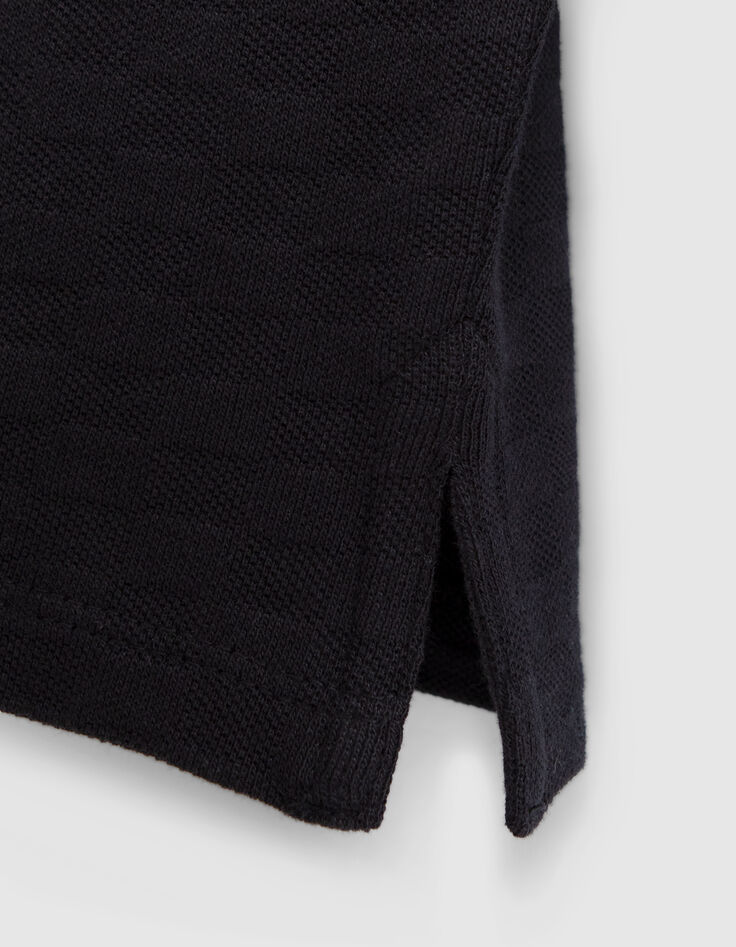 Boy's black organic cotton checkerboard polo shirt-5 Boy's black organic cotton checkerboard polo shirt-5