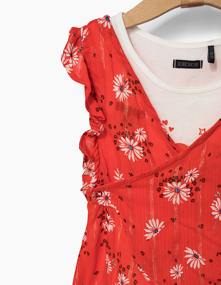 Girls' dark orange and white 2-in-1 vest top-7