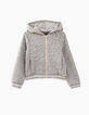 Gechineerd grijs vest met reliëf en capuchon voor meisjes -3