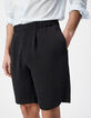 Bermudashorts schwarzer Plisseestoff Herren-4