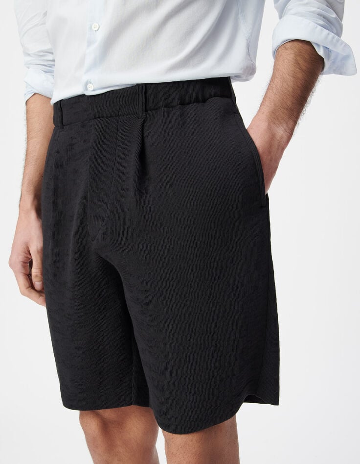 Bermudashorts schwarzer Plisseestoff Herren-4