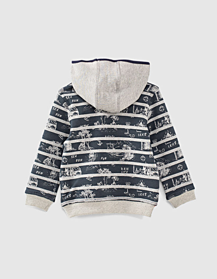 Boys’ navy and grey striped reversible hoodie-5