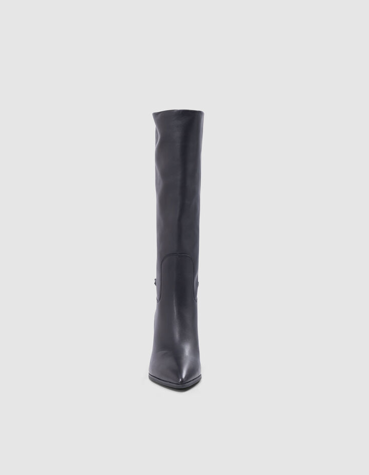 Bottes THE 1. noires cuir détail gourmette Femme-2
