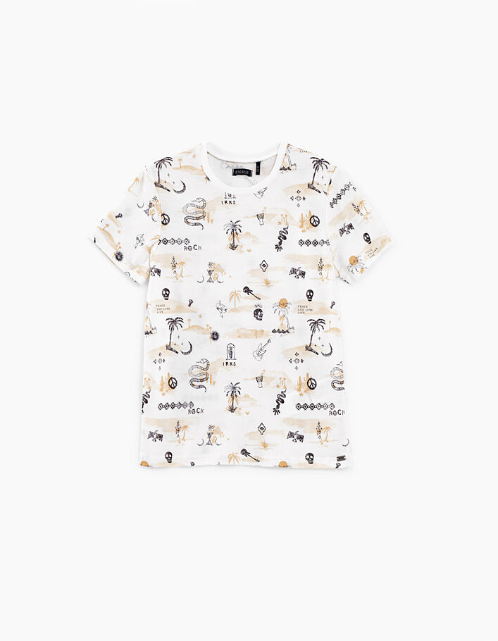 Cremeweißes Jungen-T-Shirt mit Kasbah Rock Print  - IKKS