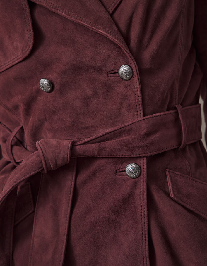 Women’s burgundy goatskin suede short jacket - IKKS