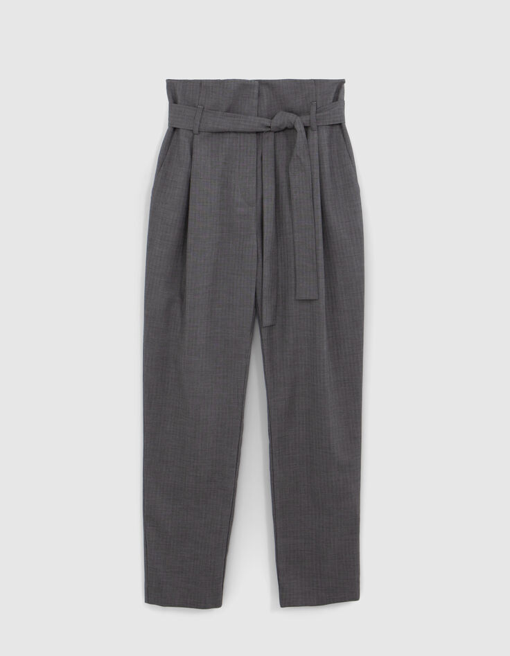 Pantalon carotte gris motif chevrons 7/8e Femme-6