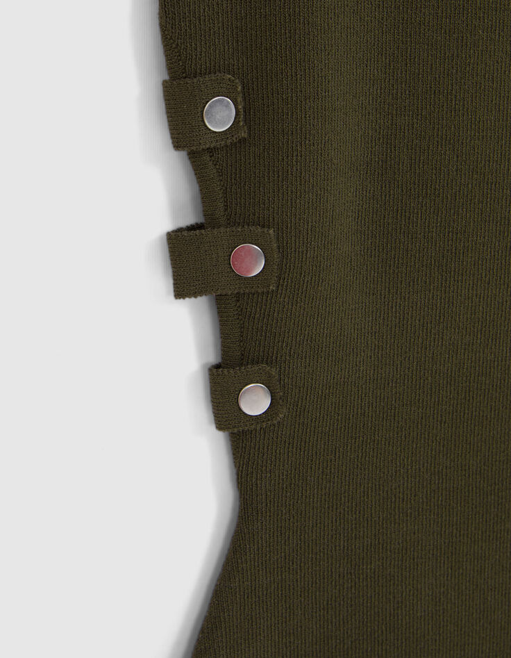 Kaki gebreide bodycon-jurk voor dames-7