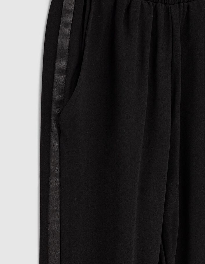 Girls’ black city trousers with tuxedo-style side stripes - IKKS