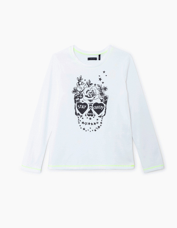 Tee-shirt réfléchissant tête-de-mort halloween