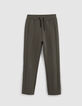 Boy's khaki jogging suit with marked pleats-2