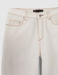 Blaue, weite Upcycling-Mädchenjeans mit Fransen-2