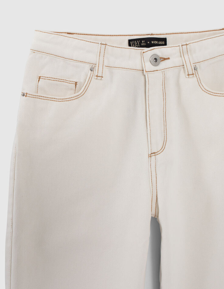 Blaue, weite Upcycling-Mädchenjeans mit Fransen-2