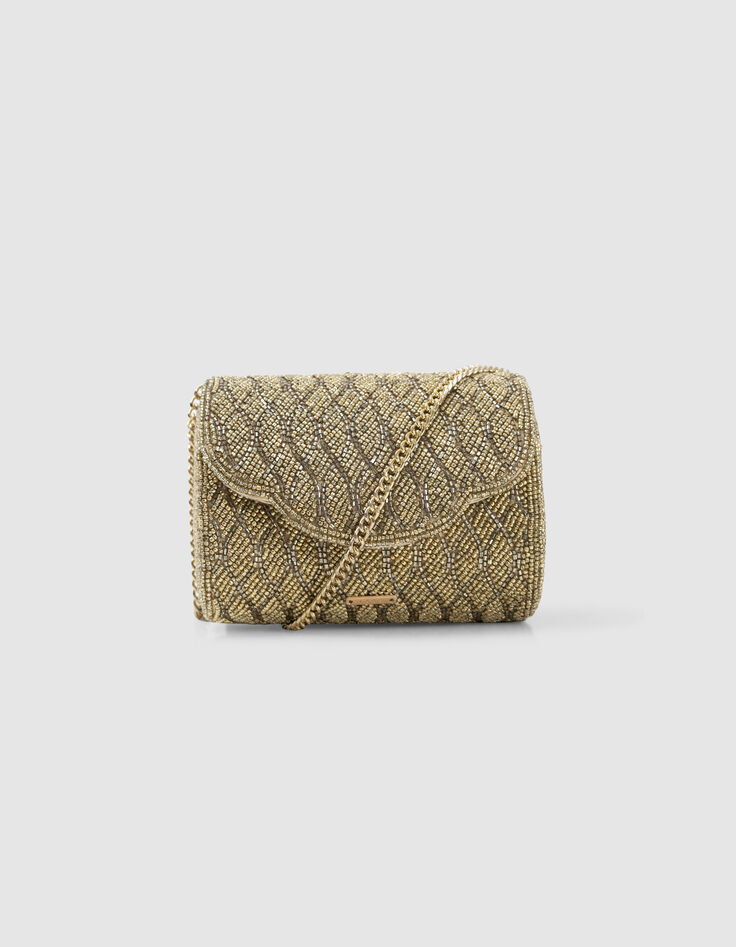 Sac à main doré brodé perles fille-2