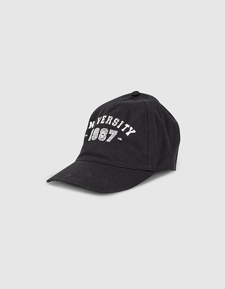 Casquette noire avec print et broderie fille-1