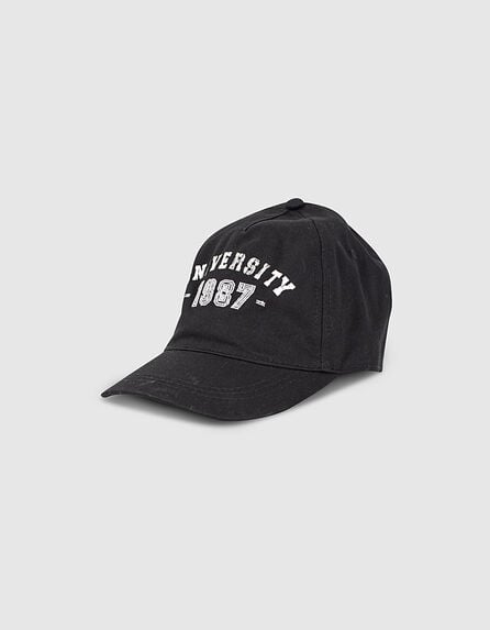 Girls’ black printed and embroidered cap