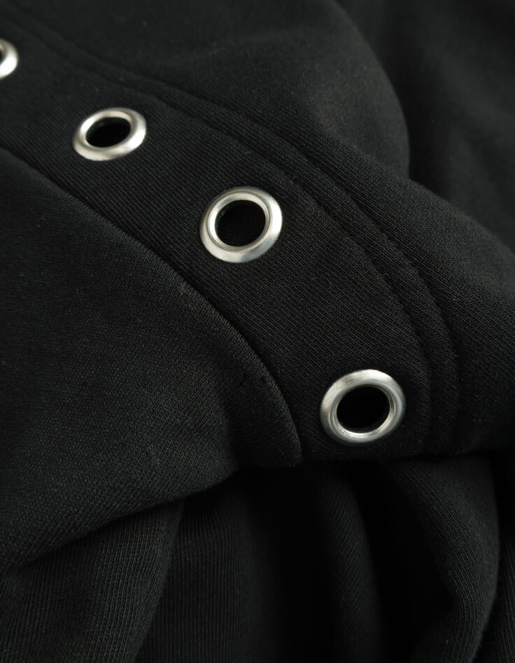 Zwarte hoodie biokatoen maxi-oogjes Dames-6
