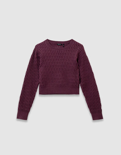 Girls&rsquo; burgundy decorative cable knit sweater - IKKS
