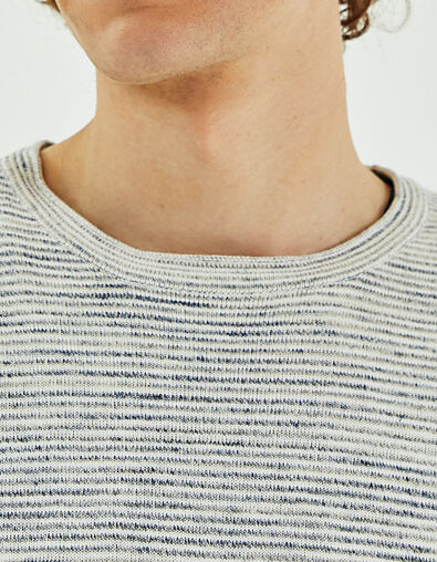 Pull glacier tricot à micro rayures Homme - IKKS