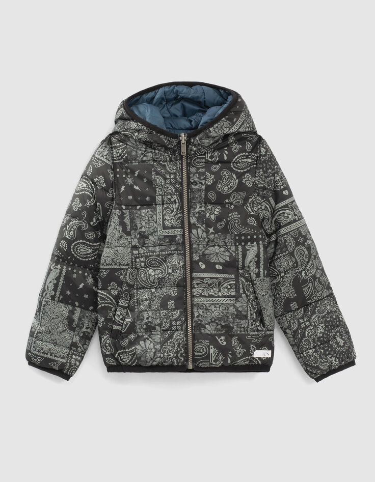 Boys’ blue and black Bandana reversible padded jacket-2
