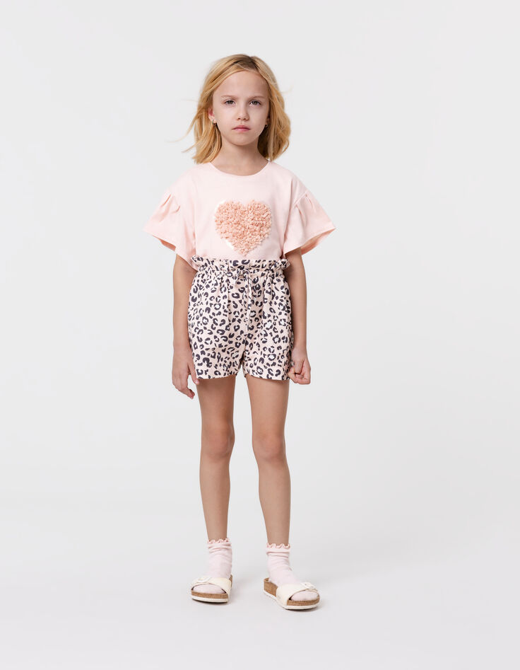 Pink leopard print shorts for girl-2
