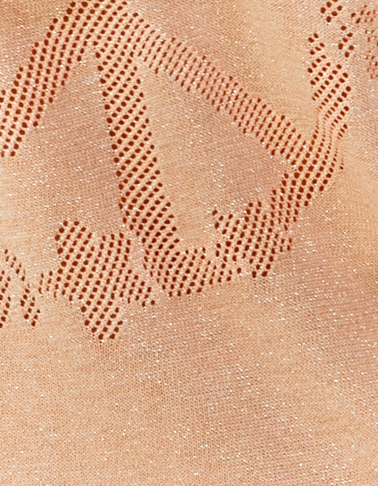 Rosé-beige Damenstrickjacke mit Kapuze und Glitzer-5