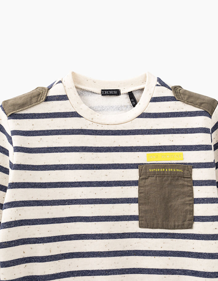 Cremeweißes Jungenmatrosenshirt mit khaki Details - IKKS