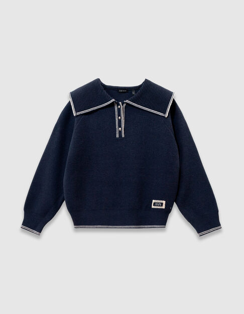 Pull marine tricot col marin fille - IKKS