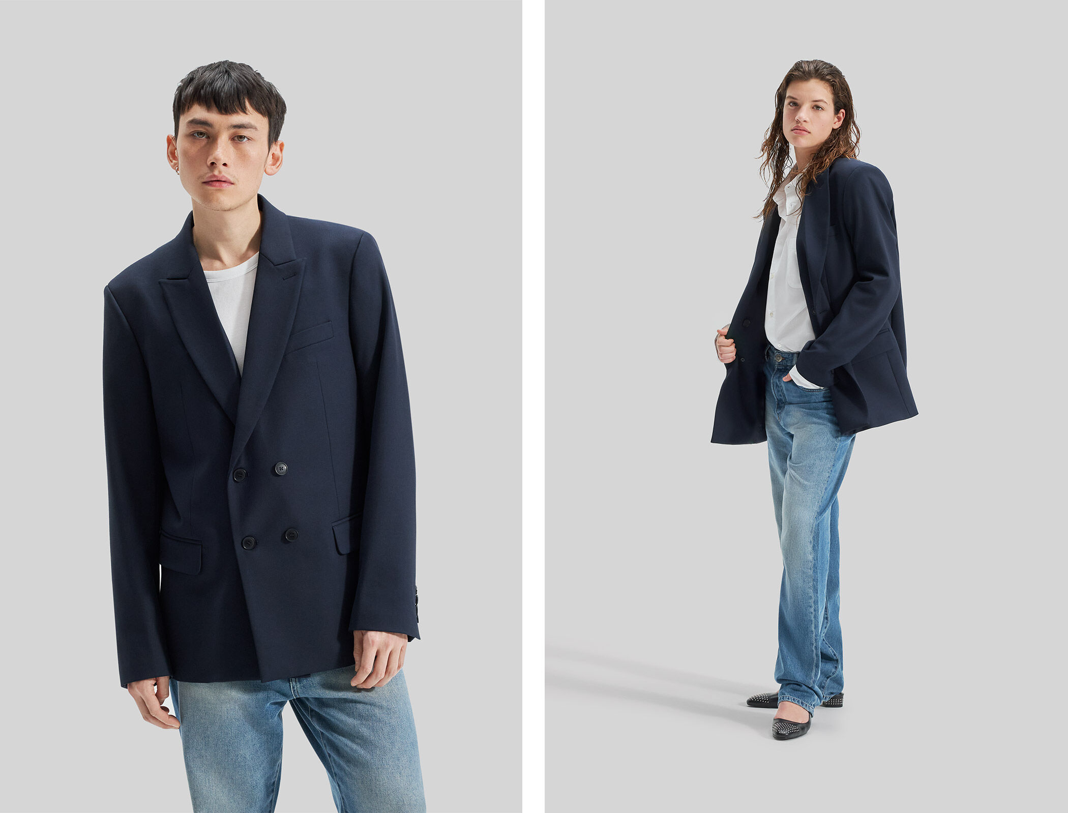 Unisex navy double breasted Gender Free blazer