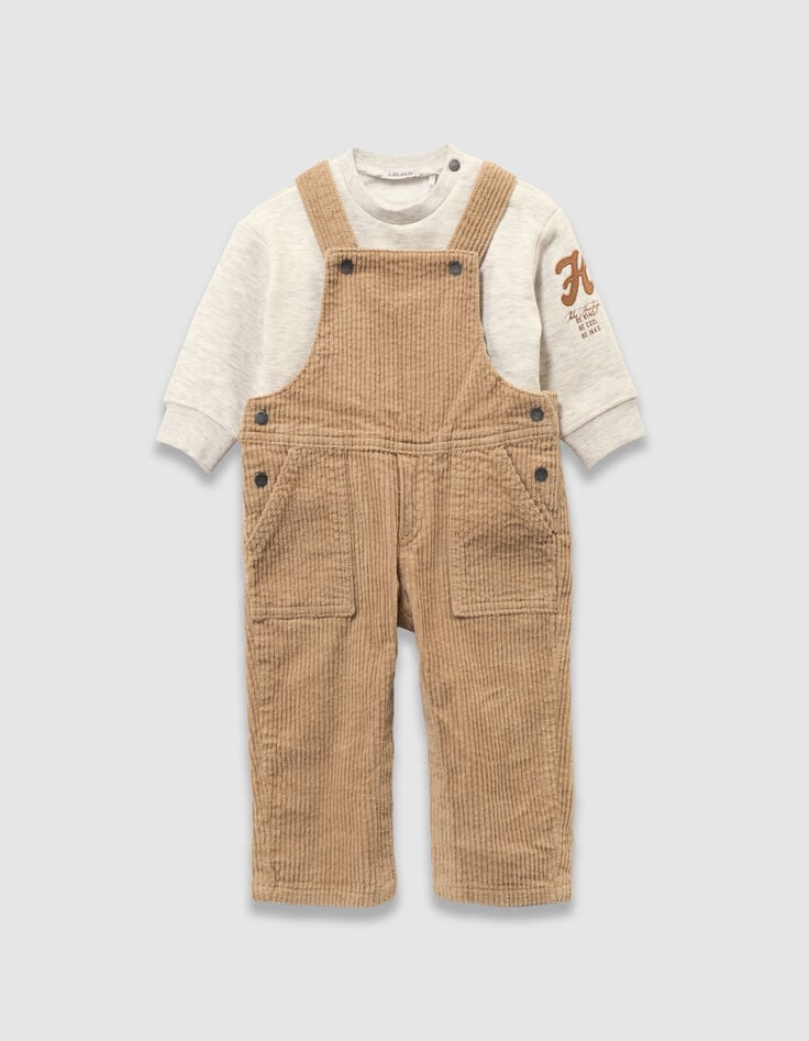 Set Truien en tuinbroek ribvelours babyjongens-2 Set Truien en tuinbroek ribvelours babyjongens-2