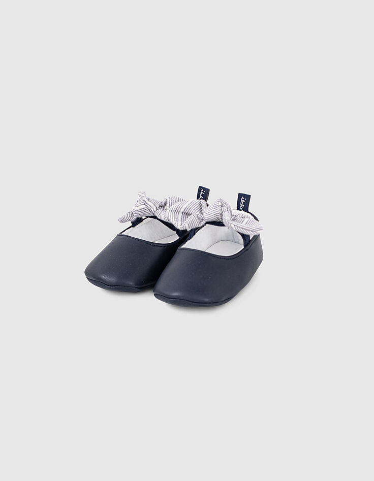 Ballerines navy à nœuds imprimés bébé fille-5
