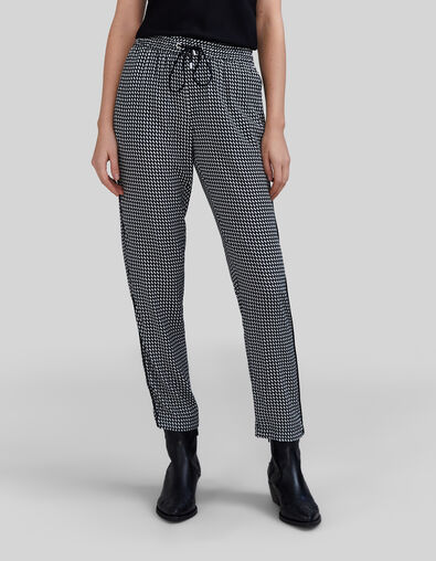 Pantalon noir LENZING&trade; ECOVERO&trade; imprim&eacute; graphique Femme - IKKS