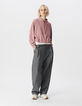 Sweat à capuche rose coton bio oversize molleton Femme-1