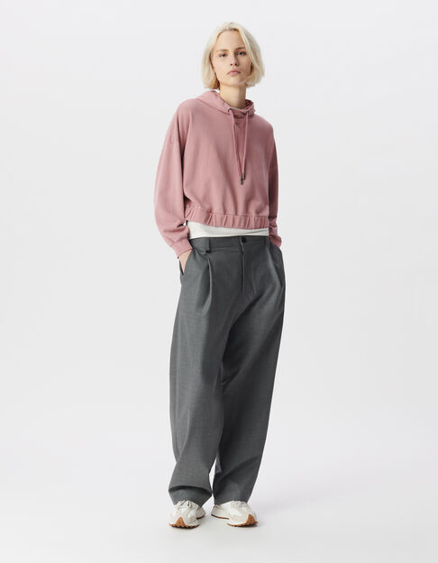 Rosa Damen Fleece-Kapuzenpullover aus Bio-Baumwolle in Übergröße - IKKS