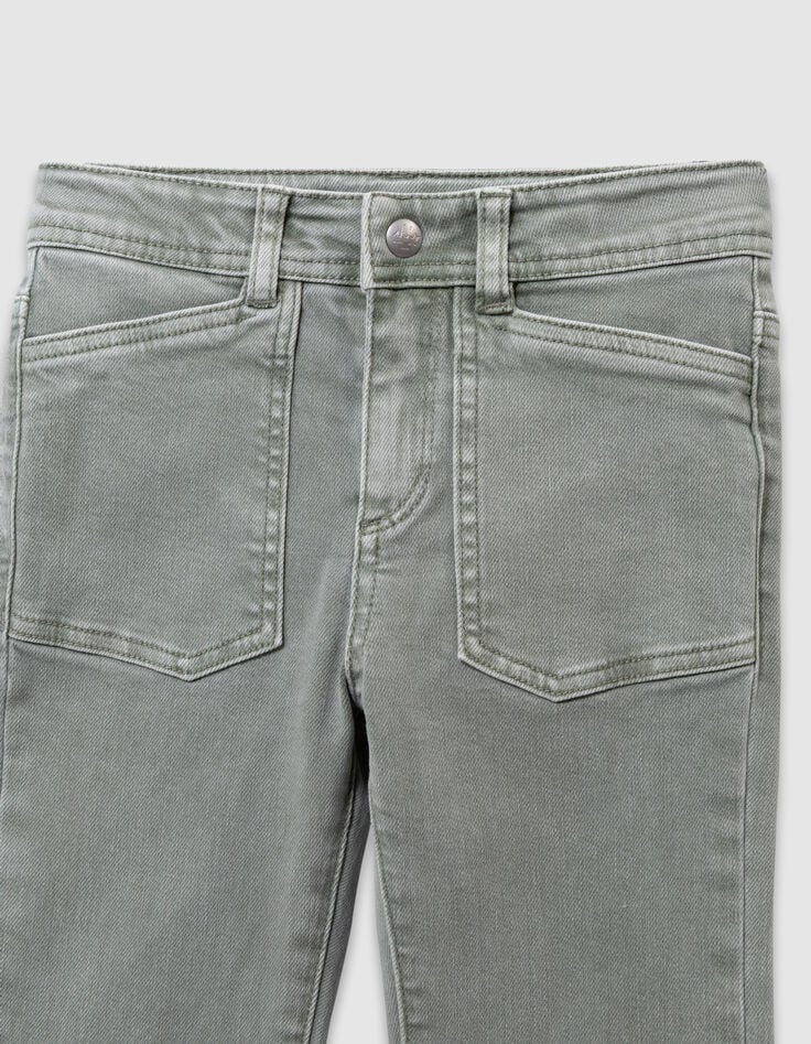 Khaki flare jeans met maxizakken voor meisjes-2