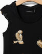 Girls’ black vest top, camel sequins-3