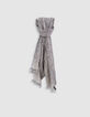 Gray jacquard scarf with python and pearl pattern Women-1
