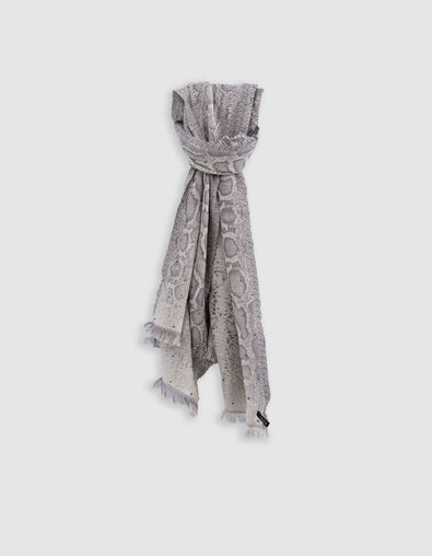 Gray jacquard scarf with python and pearl pattern Women - IKKS