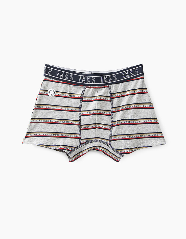 Boxers gris chiné moyen imprimé et navy uni garçon -2