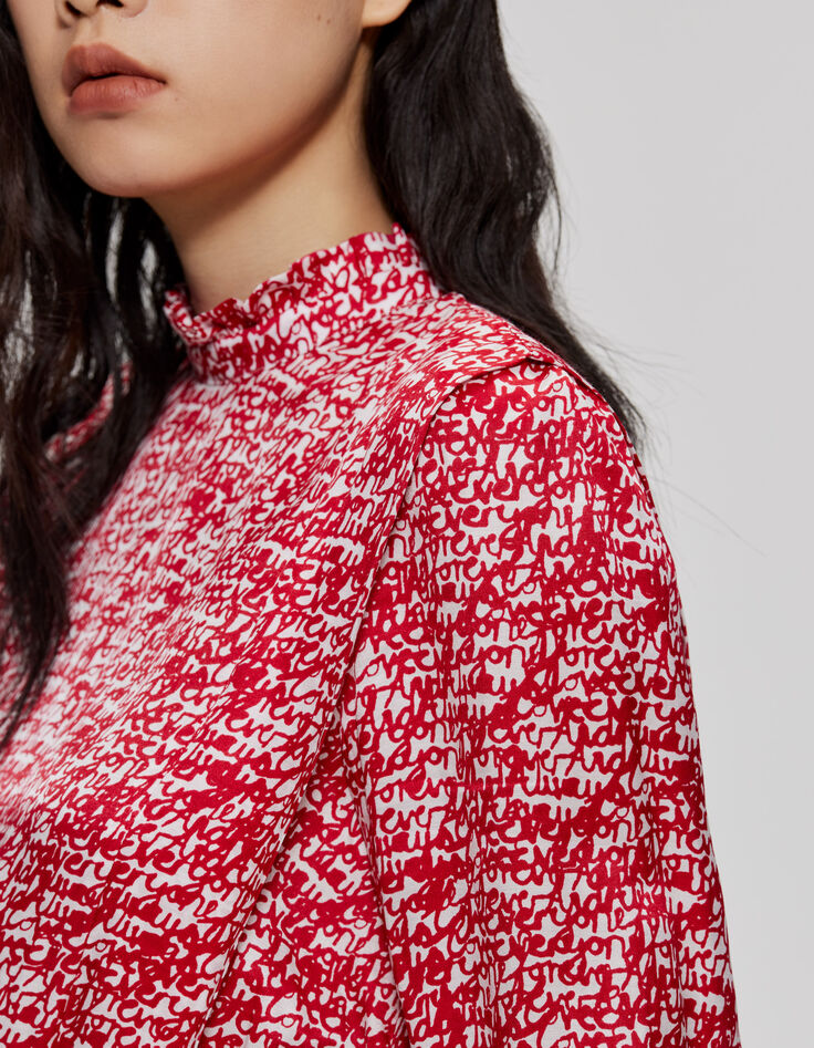 Rode jurk tagprint met volants Dames-4