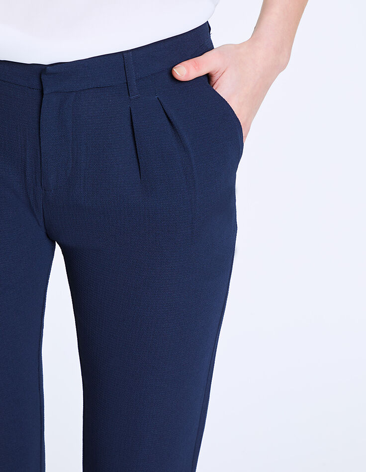 Pantalón fluido tobillero de crepé marino mujer-4