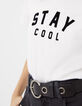 Tee-shirt en coton bio écru  visuel message femme-4