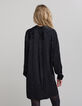 Schwarzes Jacquard-kleid mit kunstvollen Stickereimotiven-4