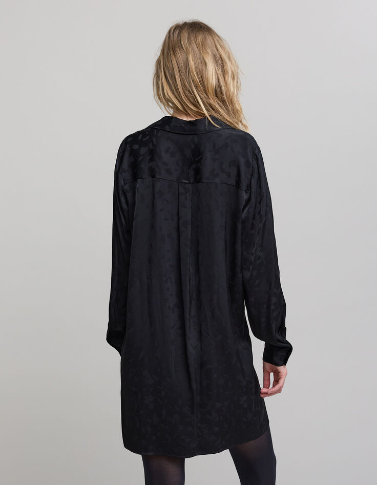 Schwarzes Jacquard-kleid mit kunstvollen Stickereimotiven-4