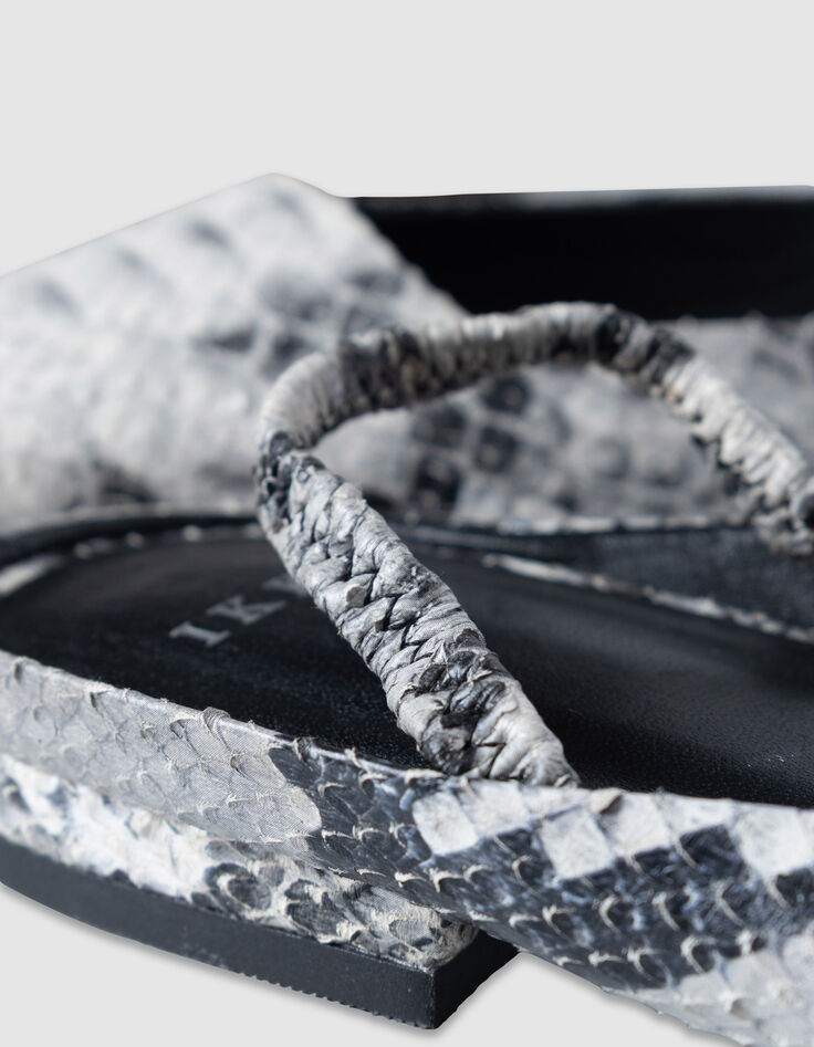 Ballerines slingbacks &eacute;crues cuir effet python Femme-8