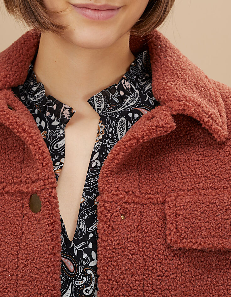 Manteau bois de rose en bouclette I.Code-4