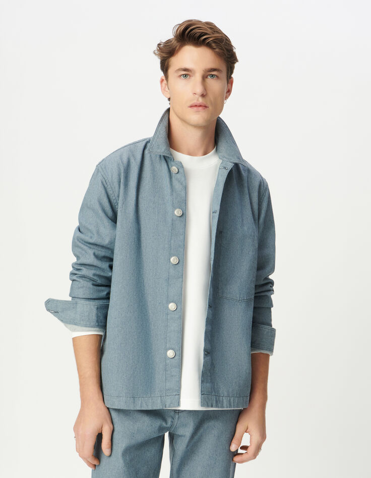 Veste en jean bleu esprit worker Homme-1