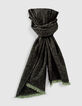Men&rsquo;s sage scarf with navy chevron motif-1