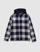 Sobrecamisa azul marino cuadros capucha extraíble niño-3