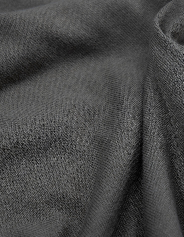 Women's khaki herringbone knit polo sweater-6